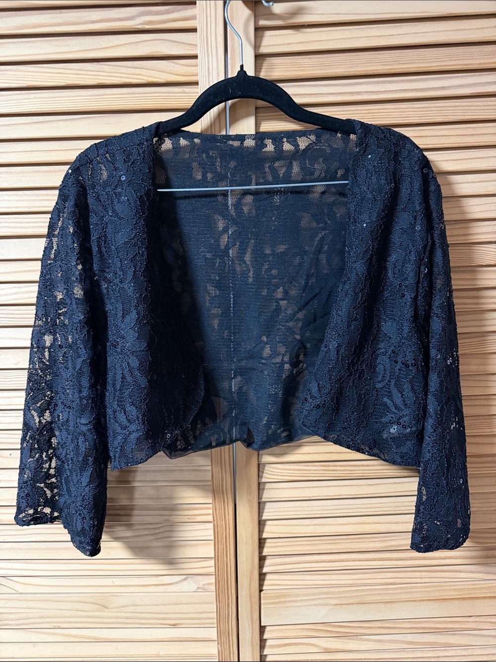 Black Lace Open-Front Women's Bolero Jacket